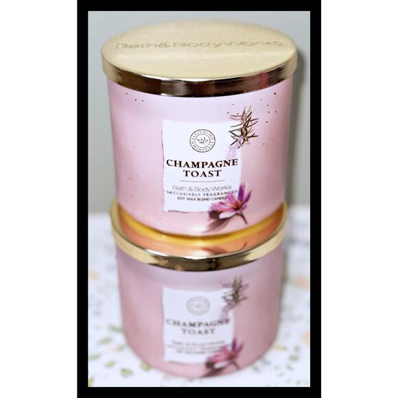 Lot of 2 Bath & Body Works Champagne Toast Large 3-Wick Scented Candle 14.5oz - Picture 2 of 5